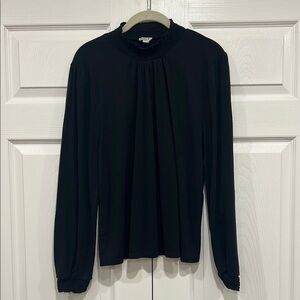 J. Crew Factory High Neck Ruffle Top Black Womens Size XL